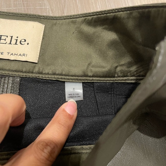 ELIE ELIE TAHARI OLIVE FAUX LEATHER SKRIT SIZE 4 - Picture 6 of 8